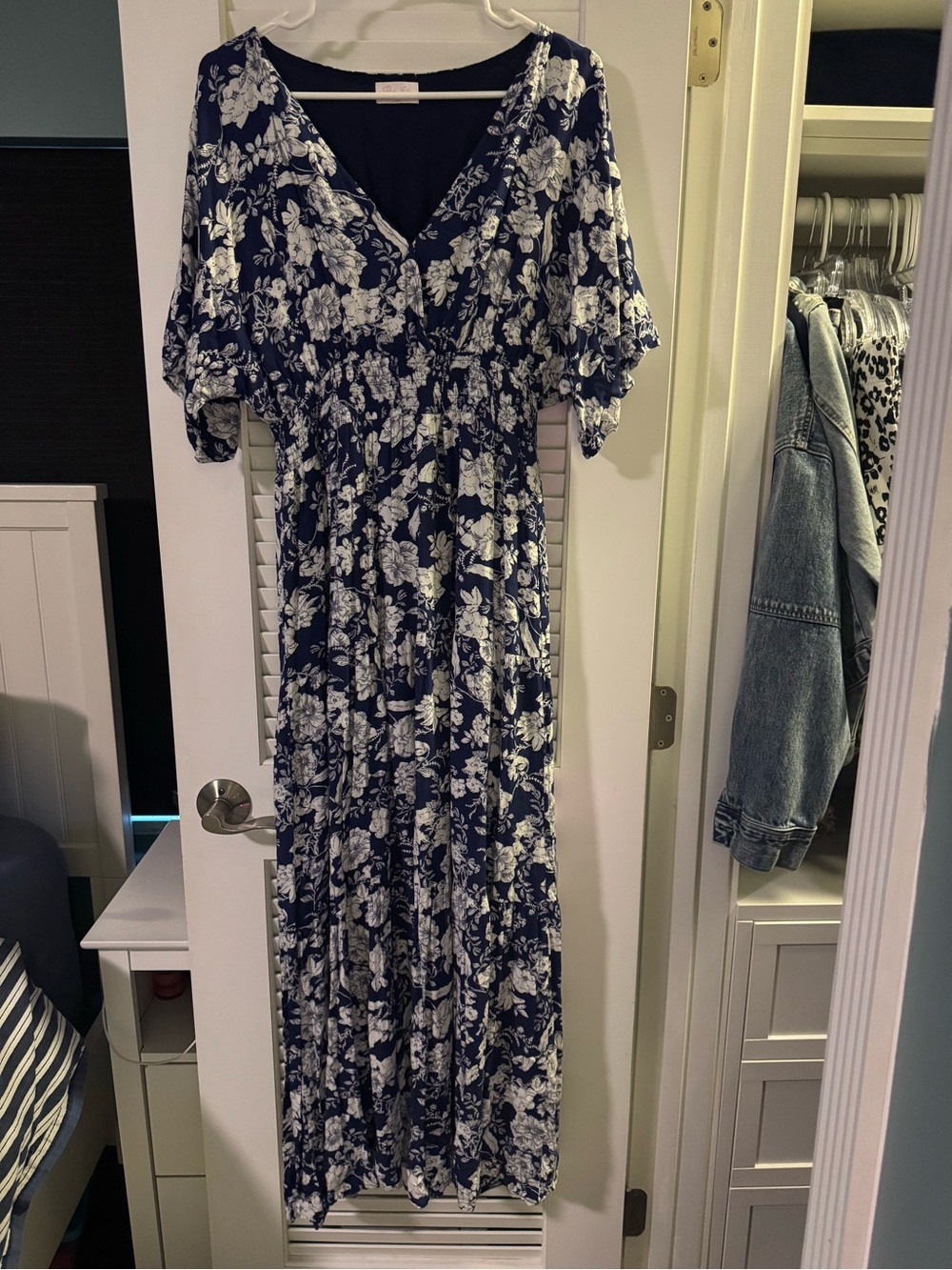 Pink Lily Navy and White Floral Maxi Dress - Picture 3 of 3